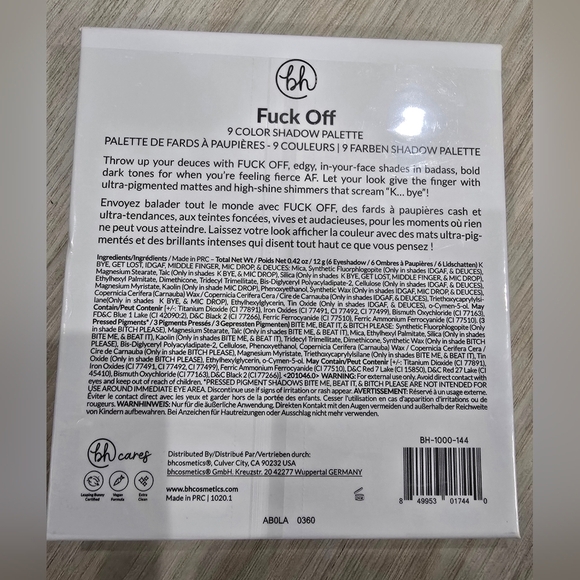 BH Cosmetics F*ck Off Eyeshadow Palette 9 Colors New - Picture 3 of 3